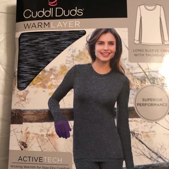🆕 Cuddl Duds Warm Layer Active Tech Long Sleeve Crew (Blue Space Dye) - Picture 5 of 7